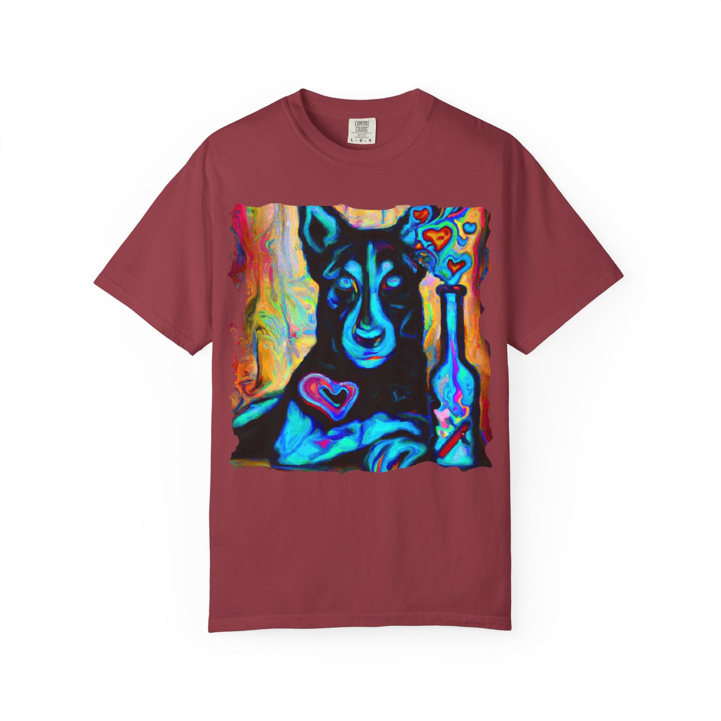Colorful Husky Art T-Shirt — Vibrant Neon Dog Portrait Tee