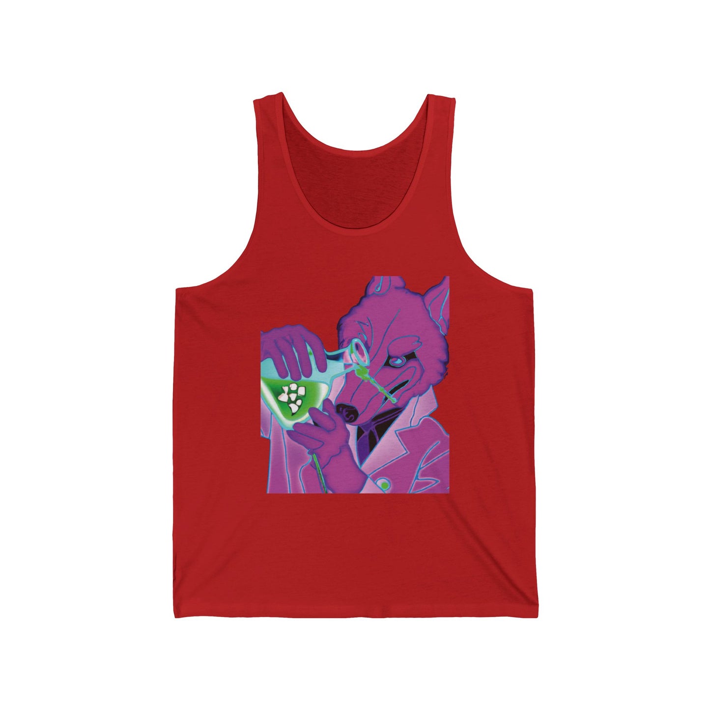 Chemist Cat Graphic Tank Top — Neon Retro Science Cat Design