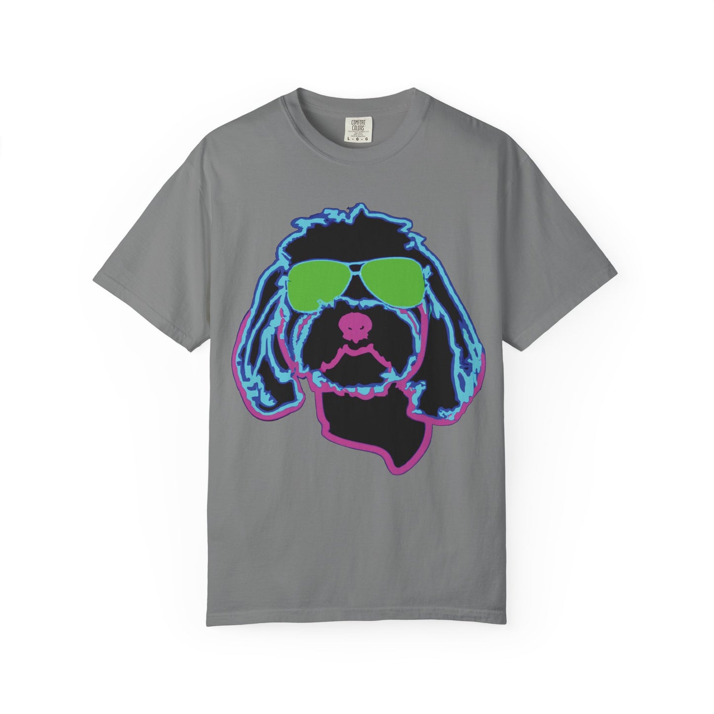 Retro Neon Dog T-Shirt — Cool Pup Sunglasses Graphic Tee