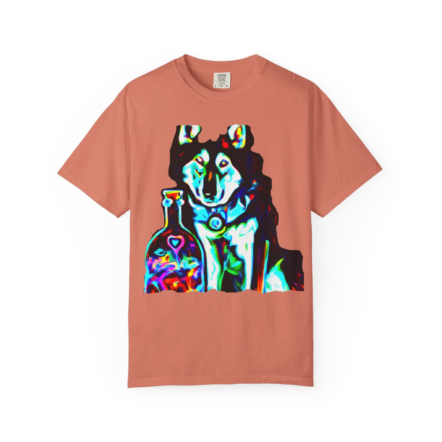 Psychedelic Husky T-Shirt — Colorful Neon Dog Graphic Tee