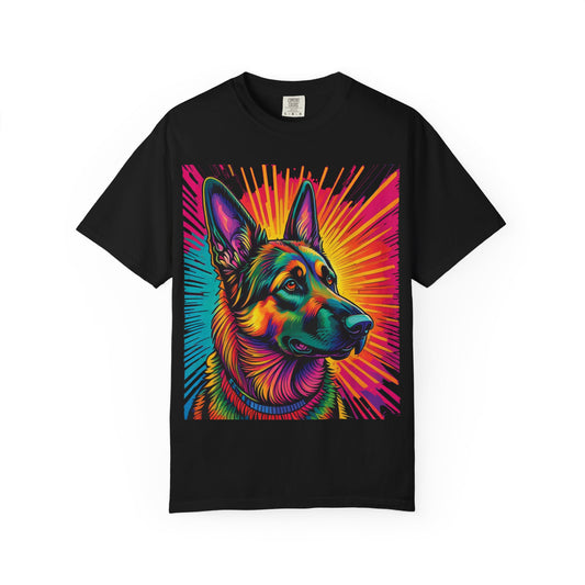 German Shepherd trip Vertical Back Logo Tee
