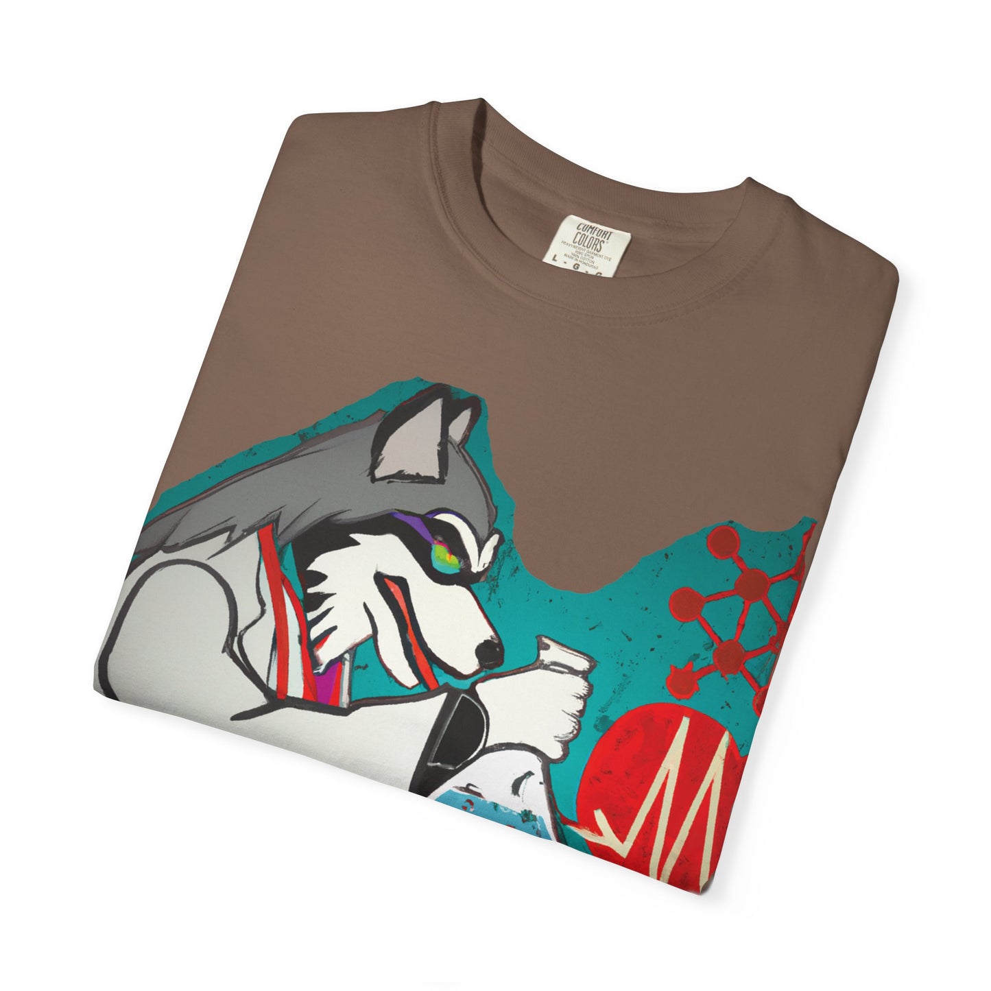 Scientist Wolf Graphic T-Shirt — 'PLUROUT.com' Back Print