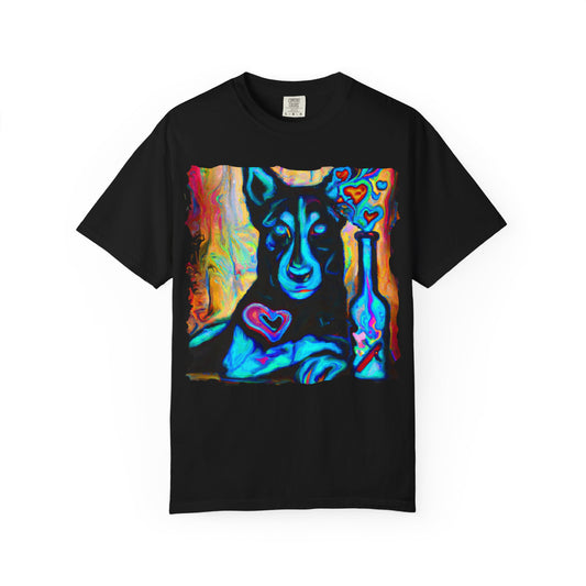 Colorful Husky Art T-Shirt — Vibrant Neon Dog Portrait Tee