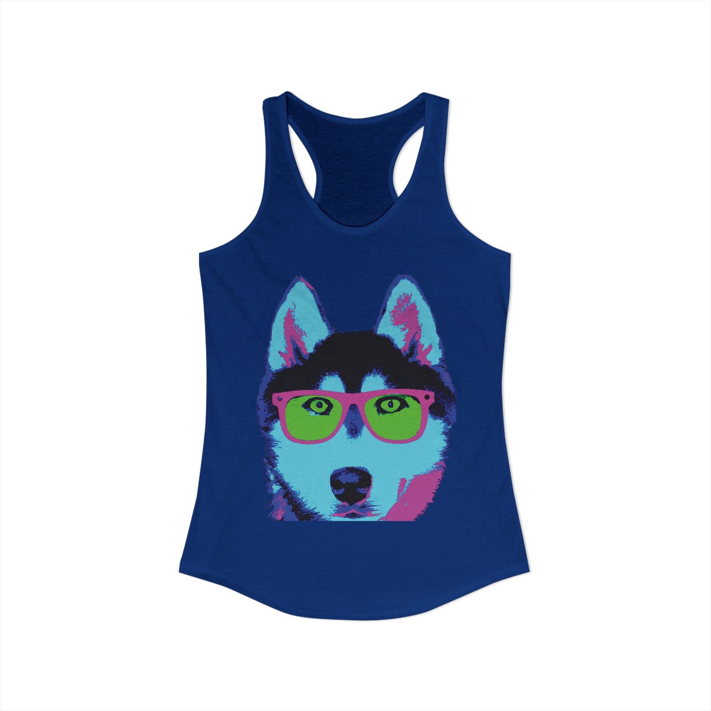 Husky with Cool Glasses Racerback Tank