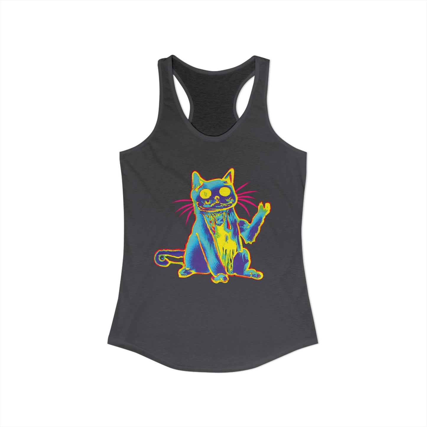 Trippy Cat 'Hi' Racerback Tank — Women's Graphic Tank Top