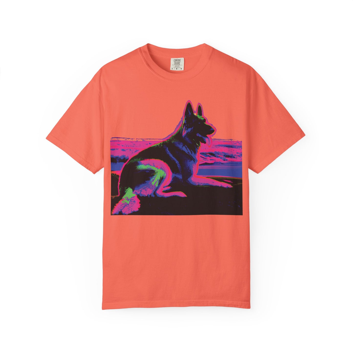 German Shepherd Sunset T-Shirt — Neon Pop Dog Graphic Tee