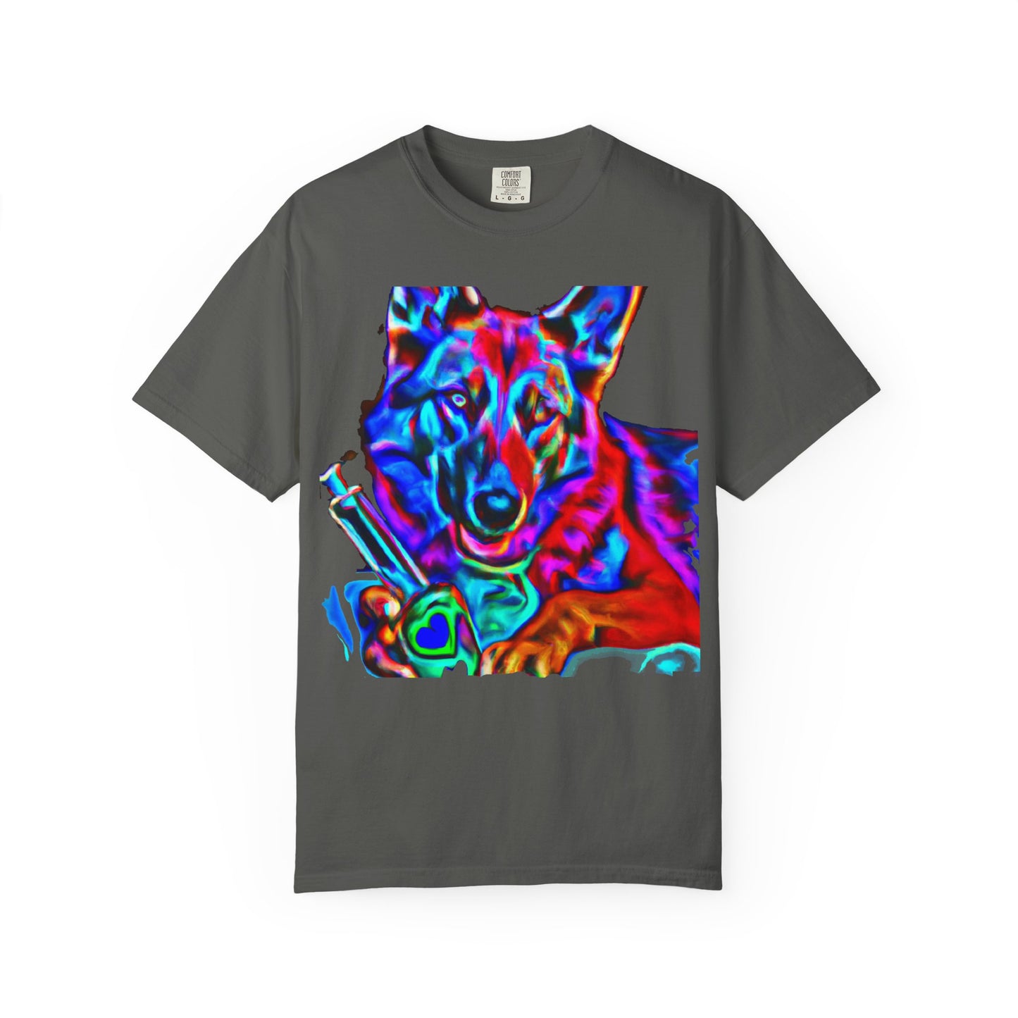 Psychedelic Dog Tee — Colorful German Shepherd Graphic T-Shirt