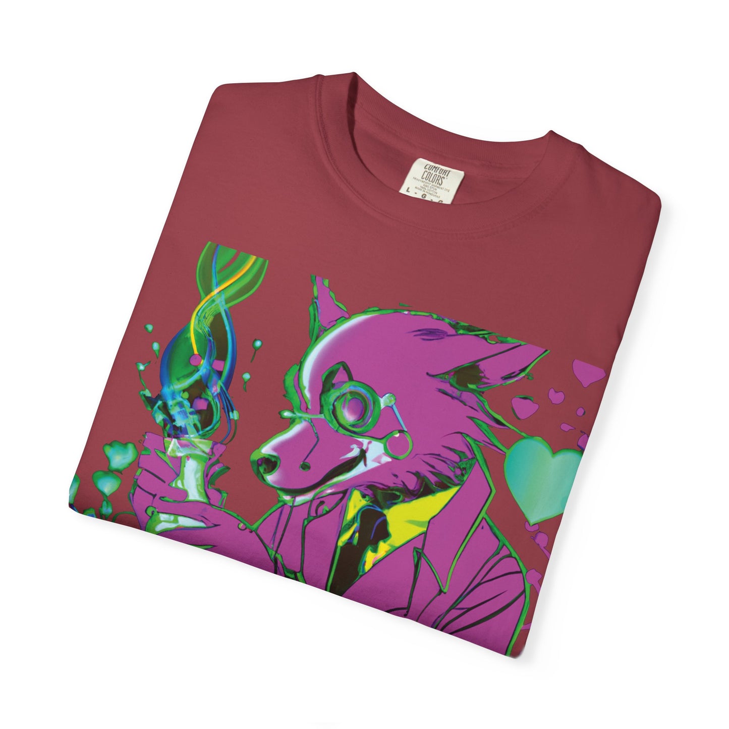 Wolf Chemist Graphic T-Shirt — Neon Vibe Animal Scientist Tee