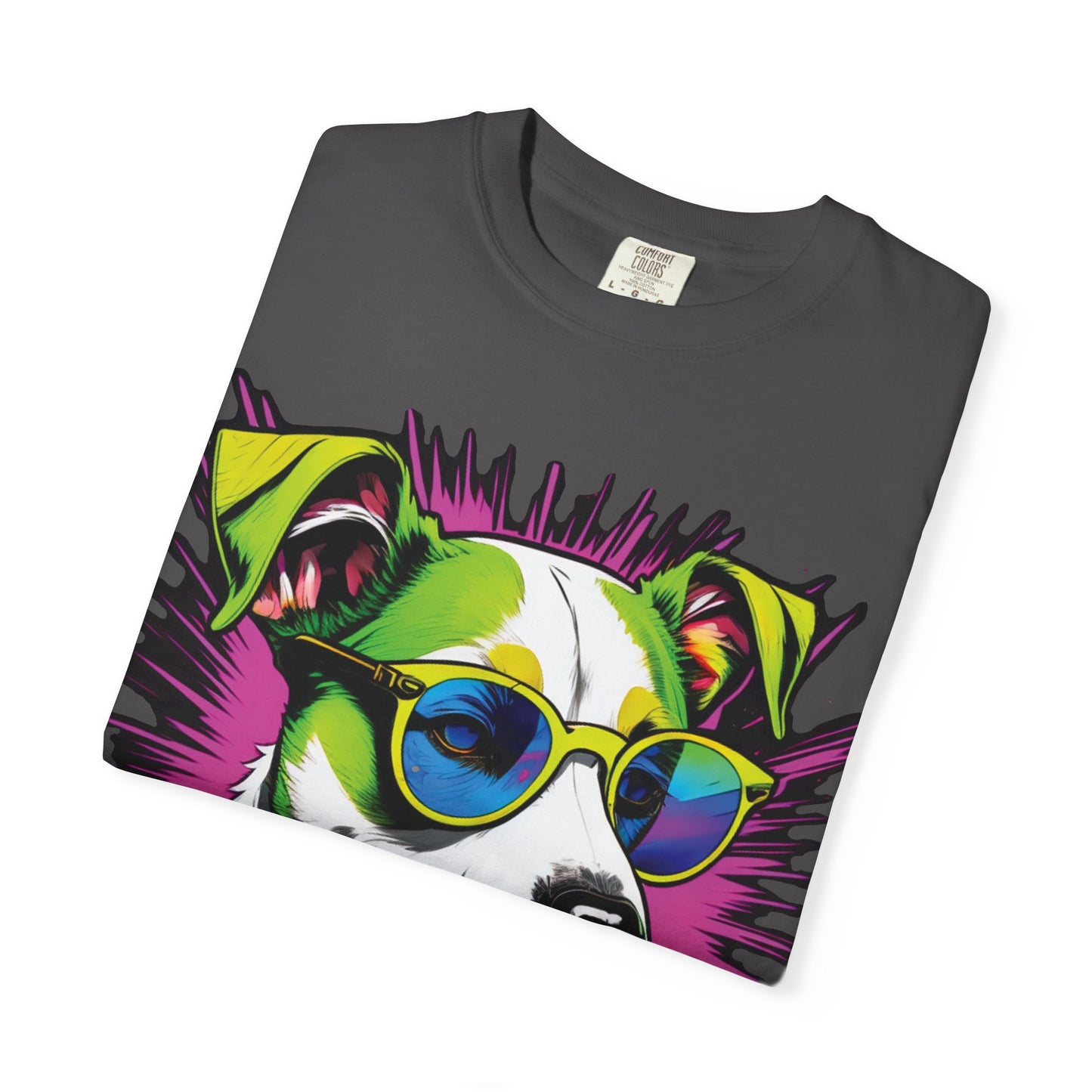 Graphic Dog T-Shirt — Colorful Sunglasses Pup Tee