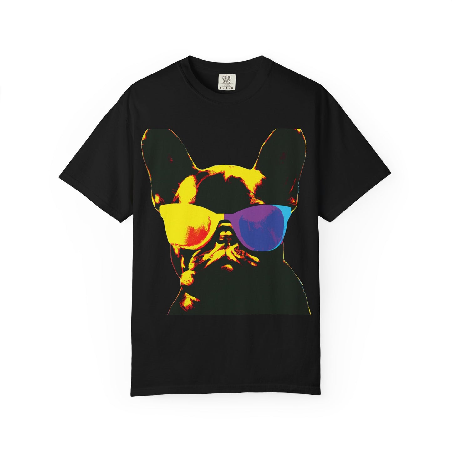 Colorful Sunglasses French Bulldog Tee (PlurOut.com Back Print)