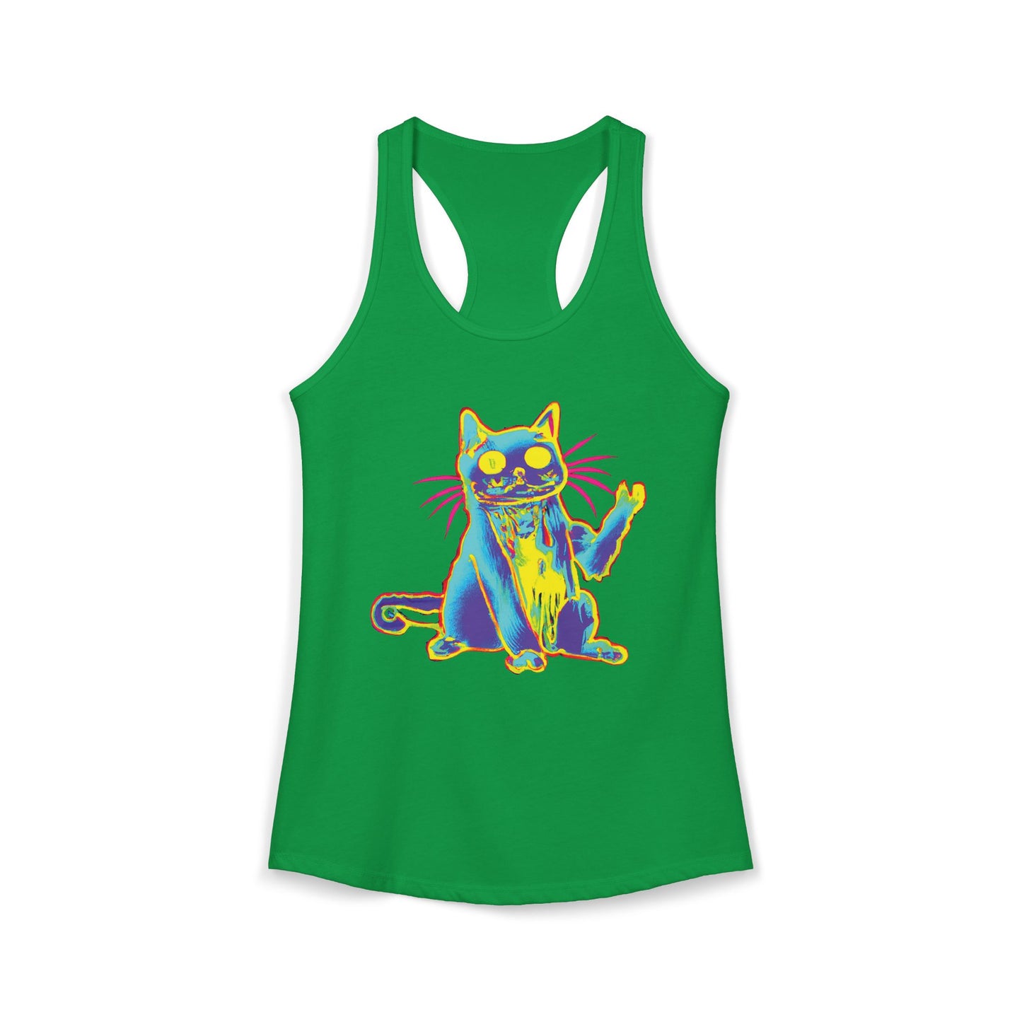 Trippy Cat 'Hi' Racerback Tank — Women's Graphic Tank Top