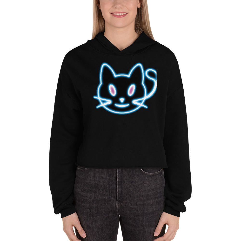 Neon Cat 2 - Crop Hoodie