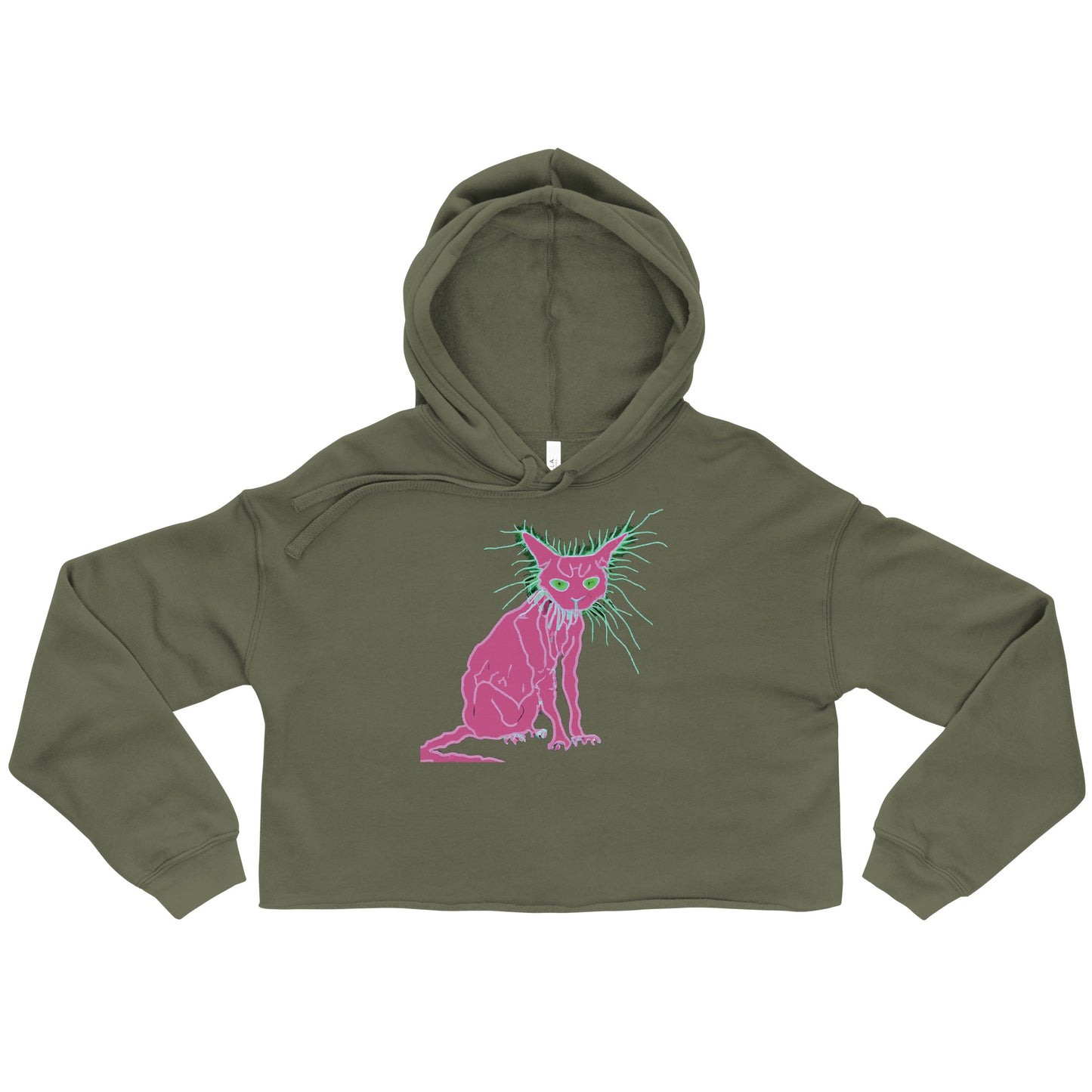 Pink Cat - Crop Hoodie