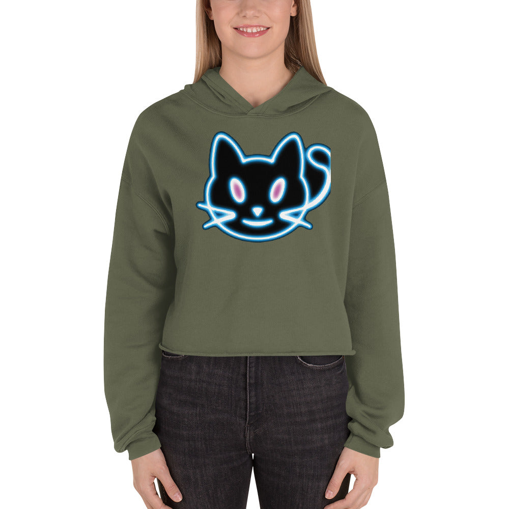 Neon Cat 2 - Crop Hoodie