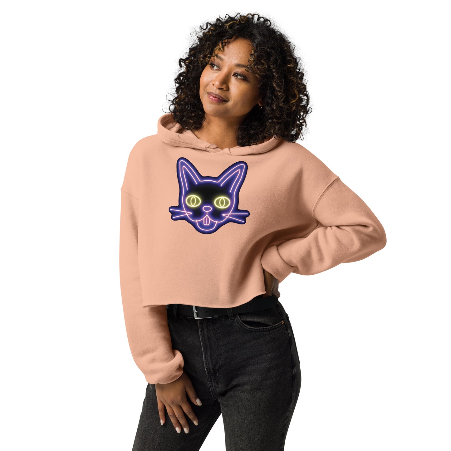 Neon Cat - Crop Hoodie