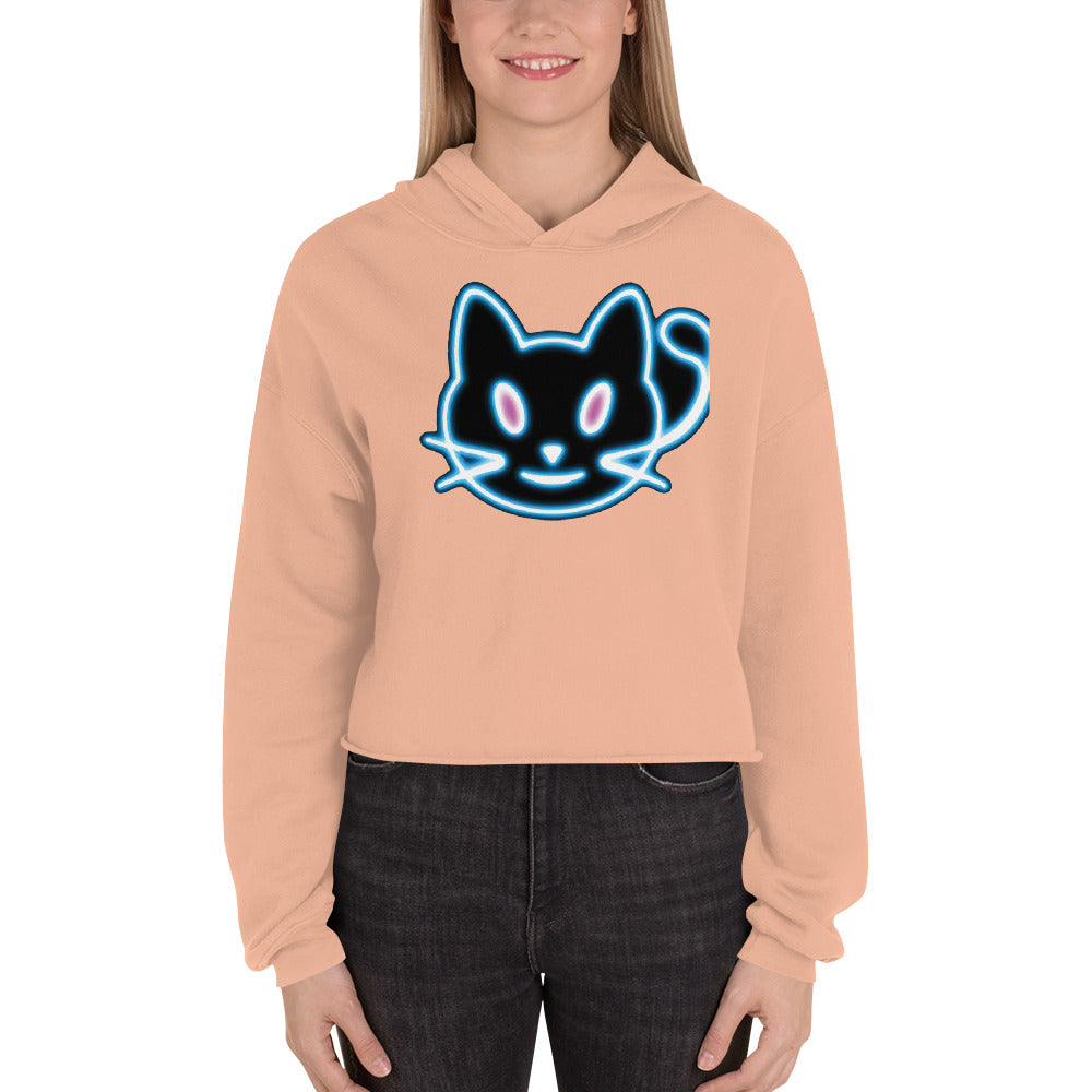 Neon Cat 2 - Crop Hoodie