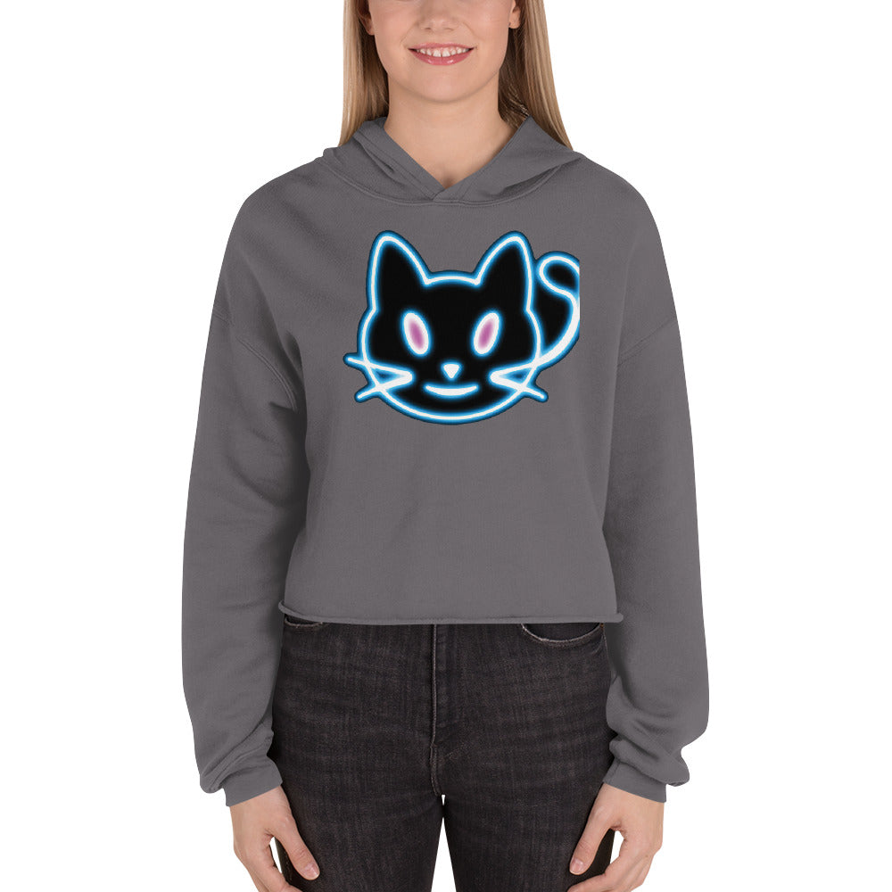 Neon Cat 2 - Crop Hoodie