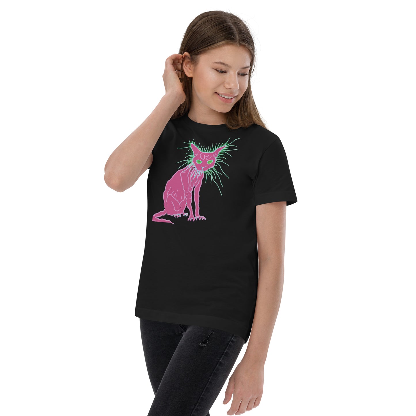 Pink Cat - Youth jersey t-shirt