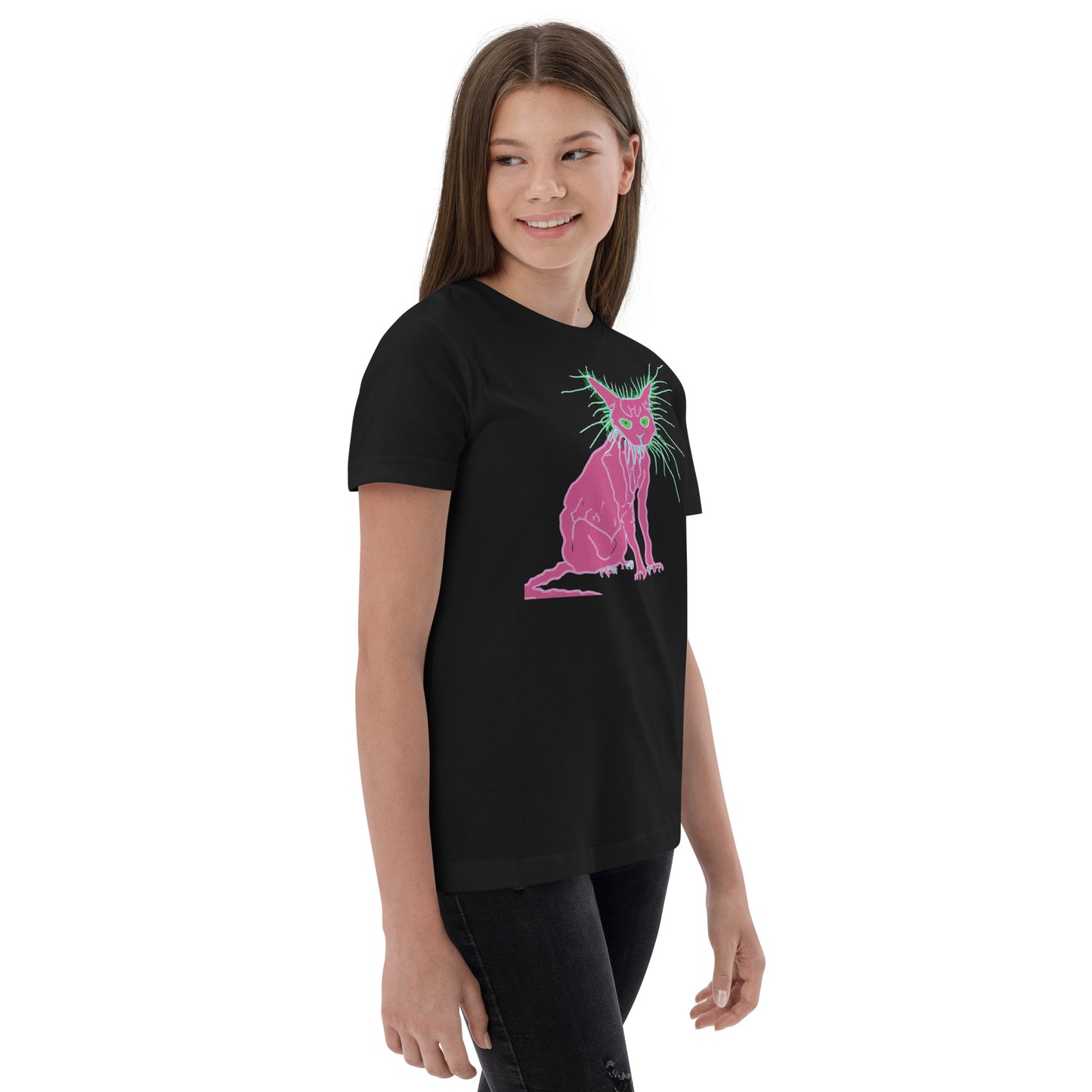 Pink Cat - Youth jersey t-shirt