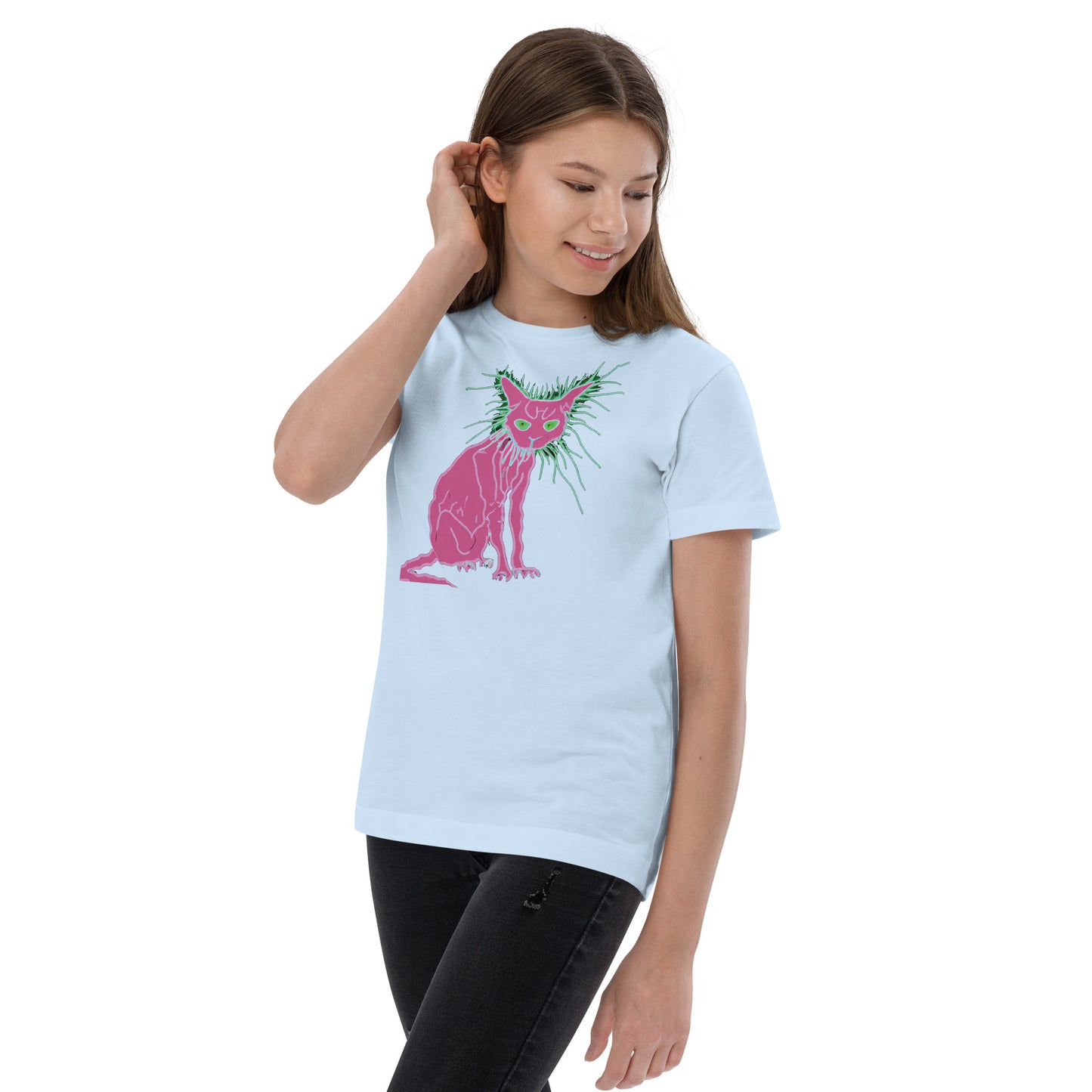 Pink Cat - Youth jersey t-shirt