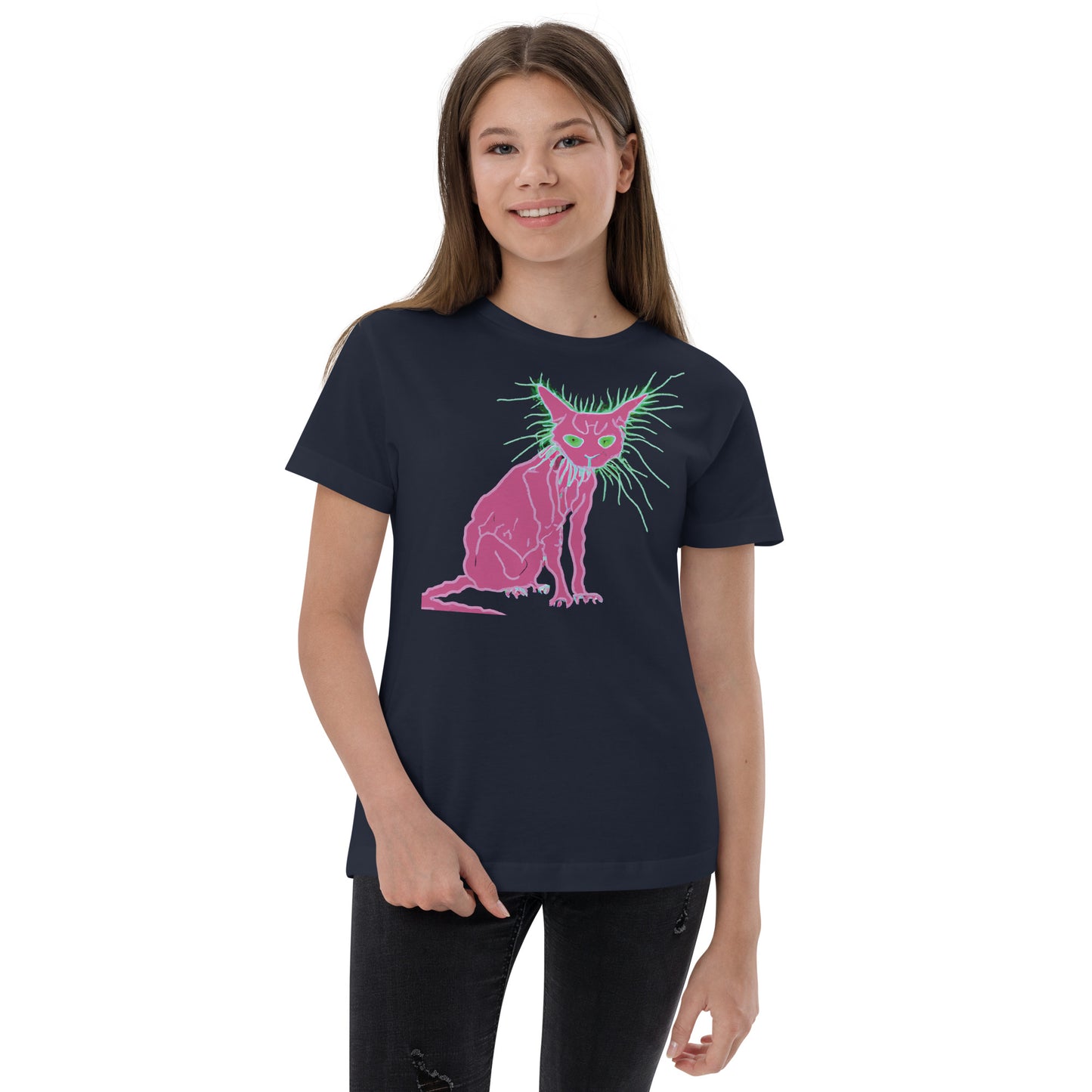 Pink Cat - Youth jersey t-shirt