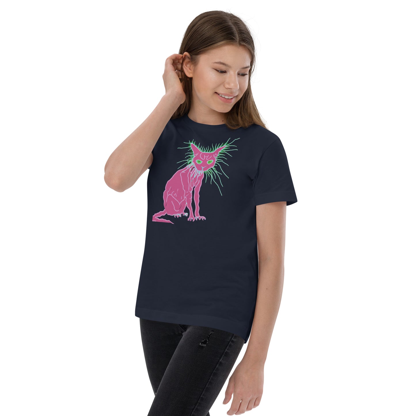 Pink Cat - Youth jersey t-shirt