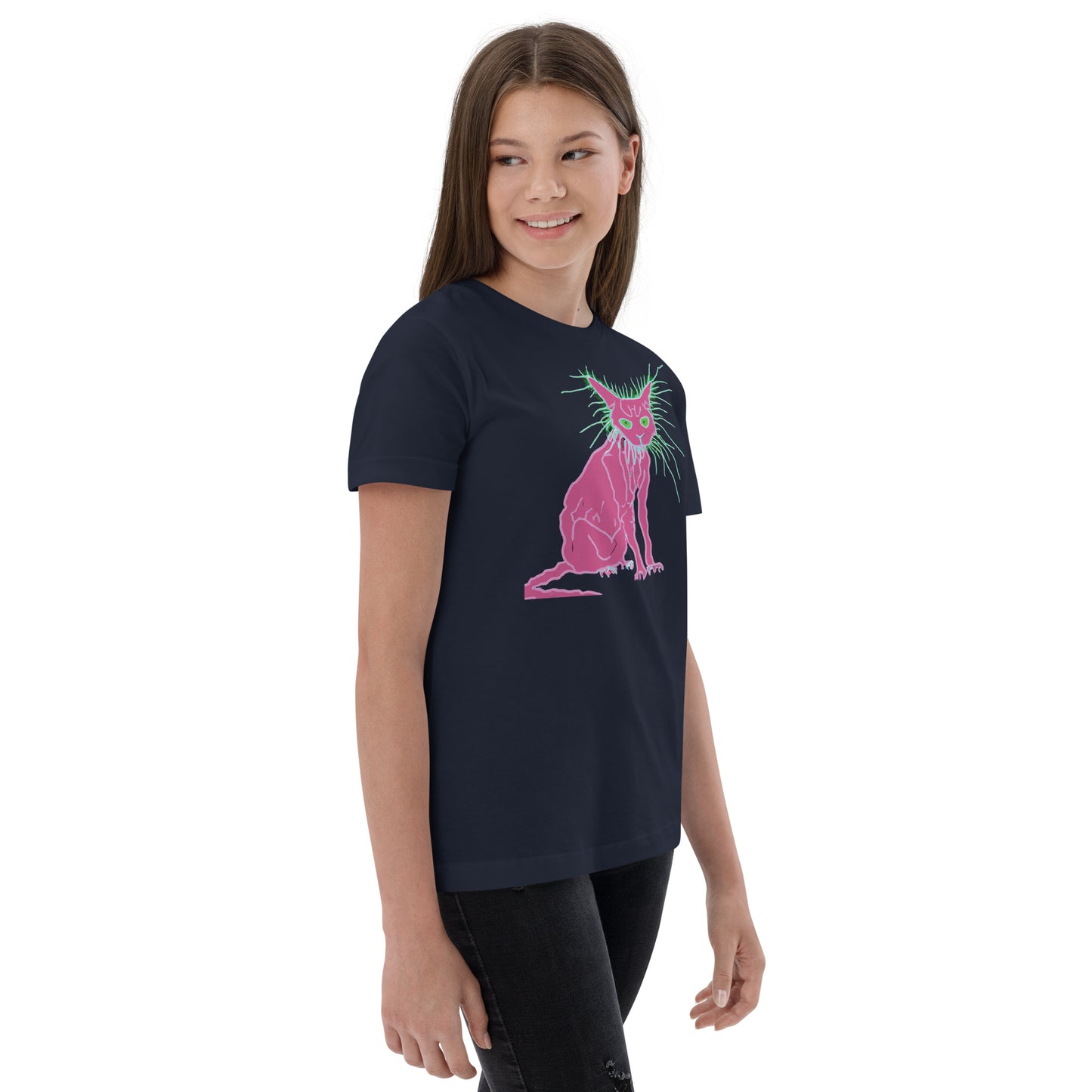 Pink Cat - Youth jersey t-shirt