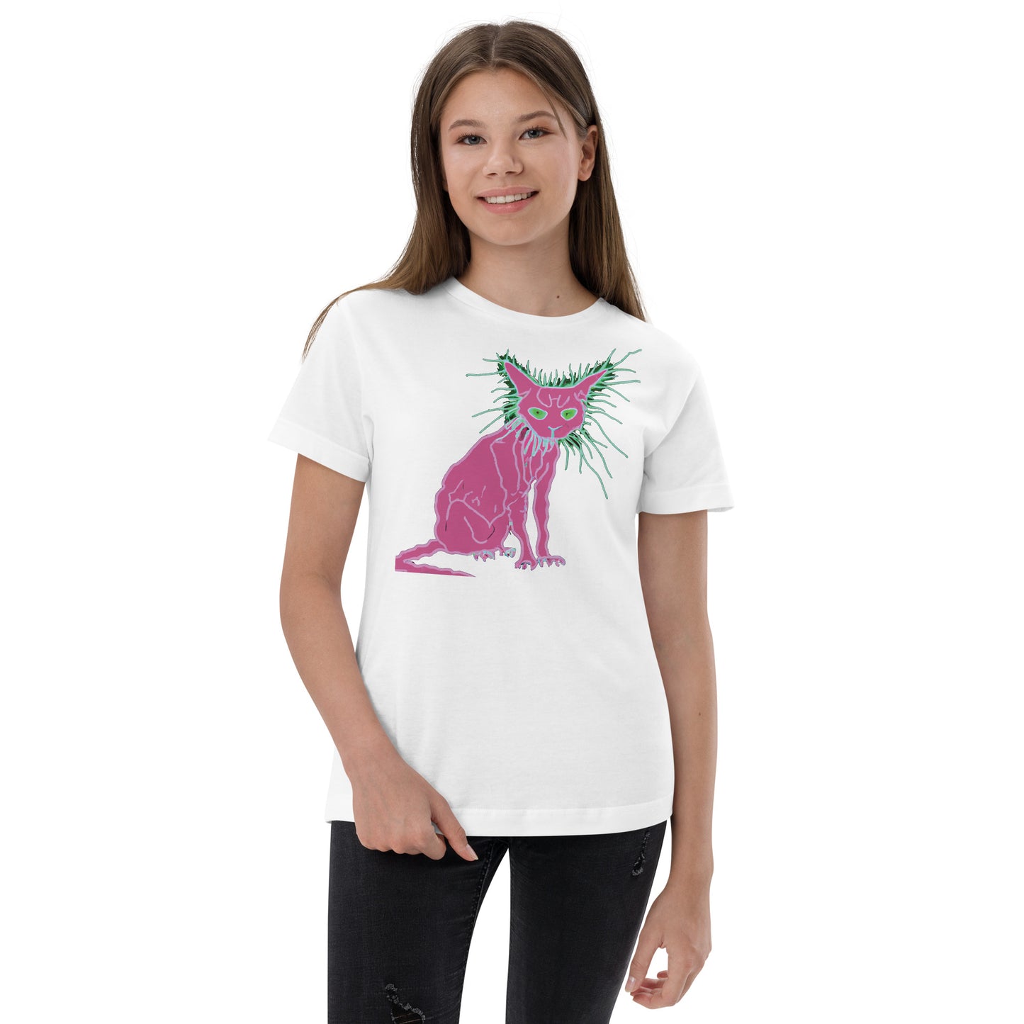 Pink Cat - Youth jersey t-shirt