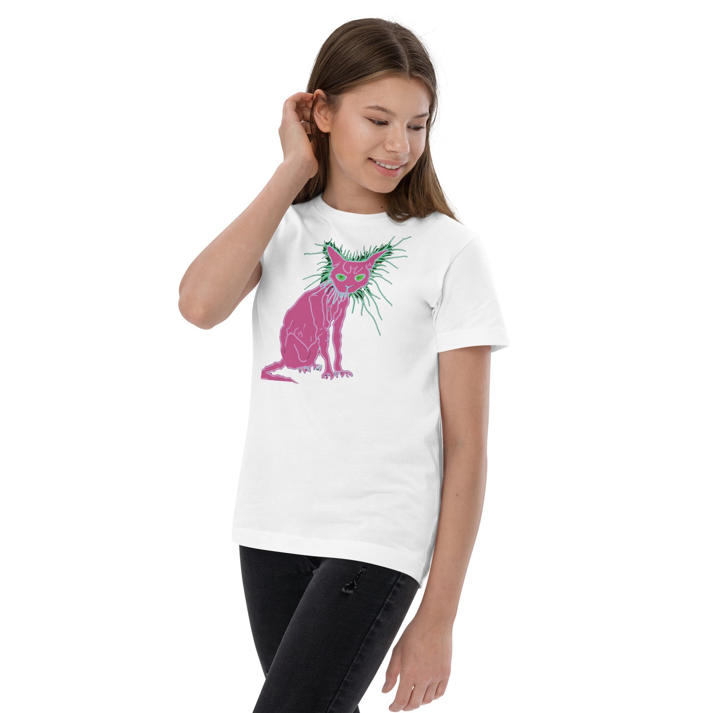 Pink Cat - Youth jersey t-shirt