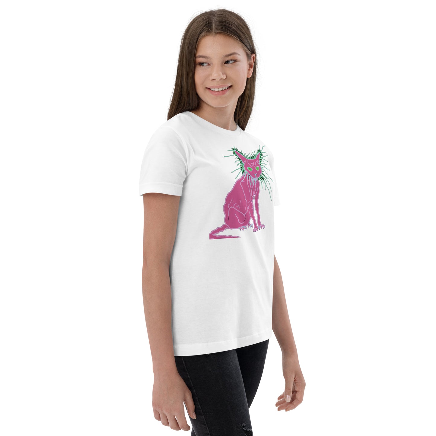 Pink Cat - Youth jersey t-shirt